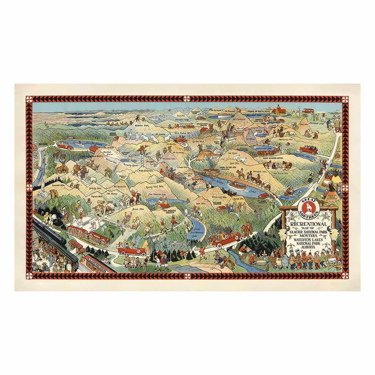 Great Northern Glacier 1925 Map - Muir Way - Vintage Map