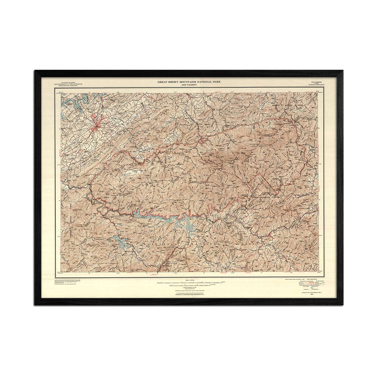Great Smoky Mountains National Park Map 1953 - Muir Way - Vintage Map