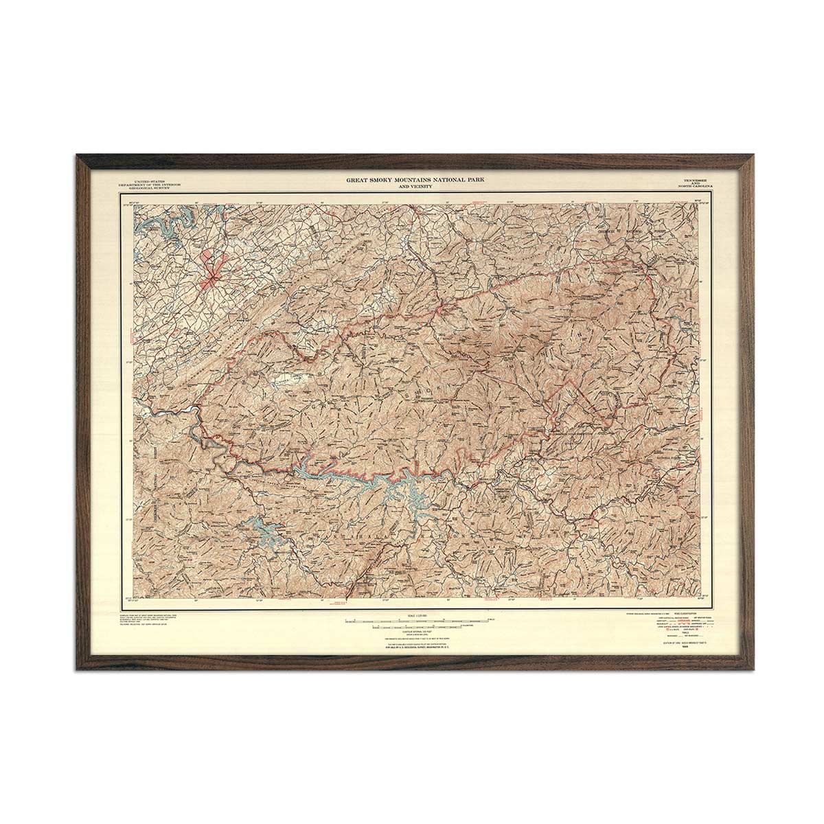 Great Smoky Mountains National Park Map 1953 - Muir Way - Vintage Map