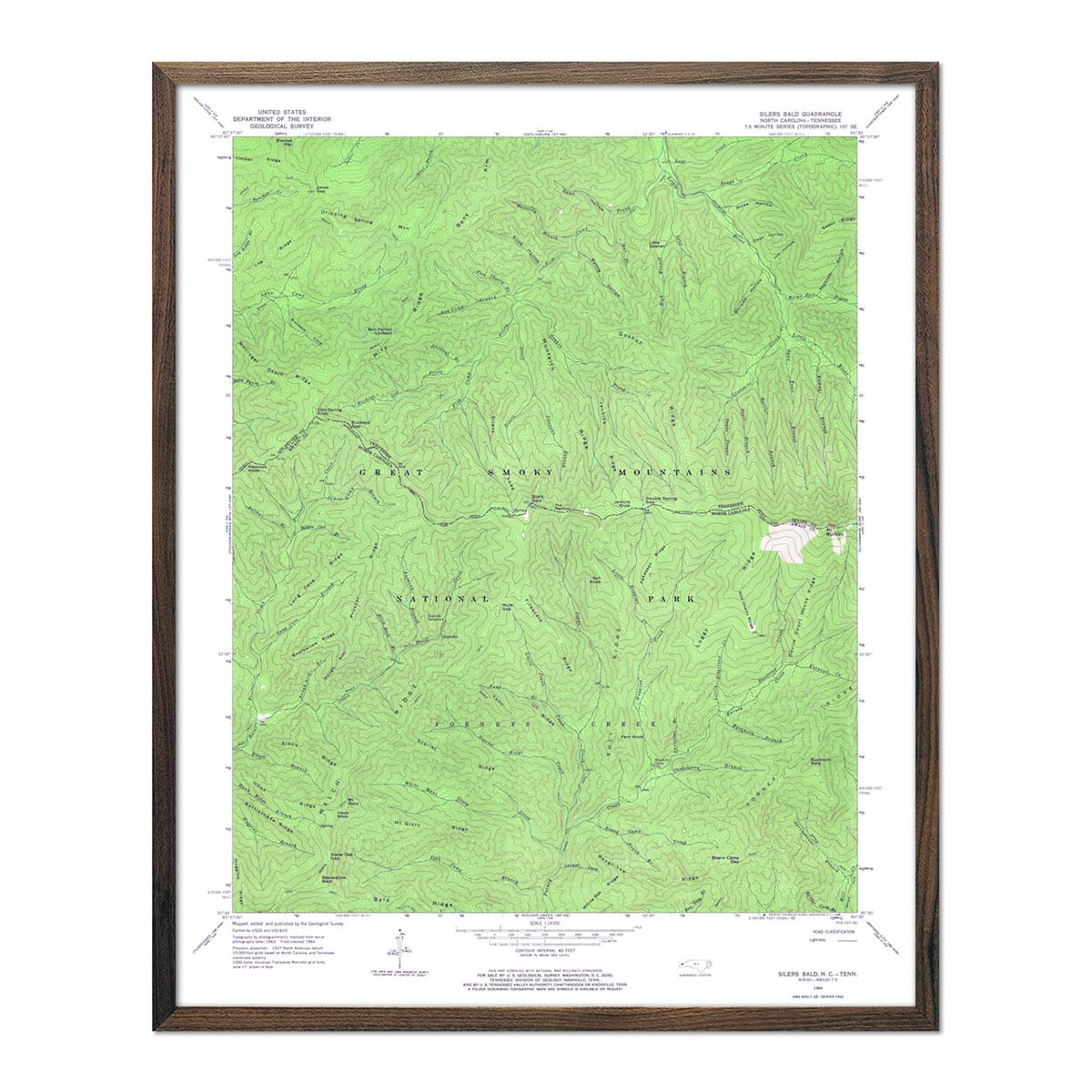 Great Smoky Mountains National Park 1964 USGS Map - Muir Way - Vintage Map