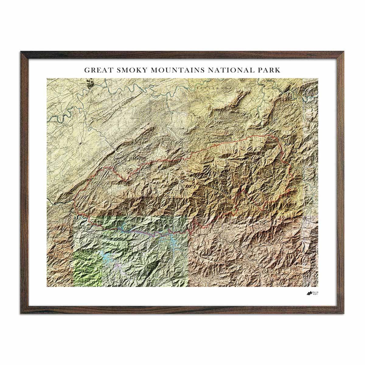 Great Smoky Mountains Shaded Relief Map - Muir Way - Relief Series