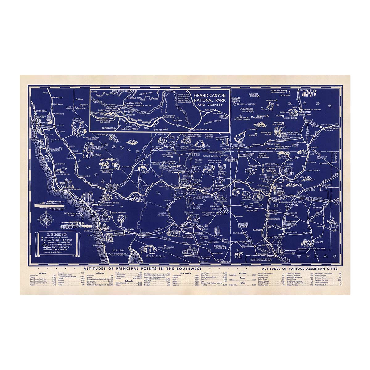 Great Southwest 1946 Map - Muir Way - Vintage Map