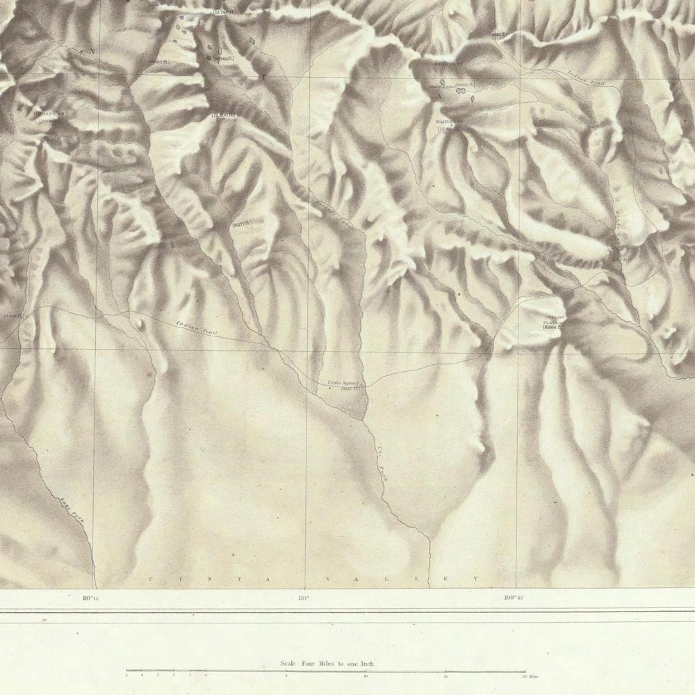 Green River Basin 1876 Topographic Map - Muir Way - Vintage Map
