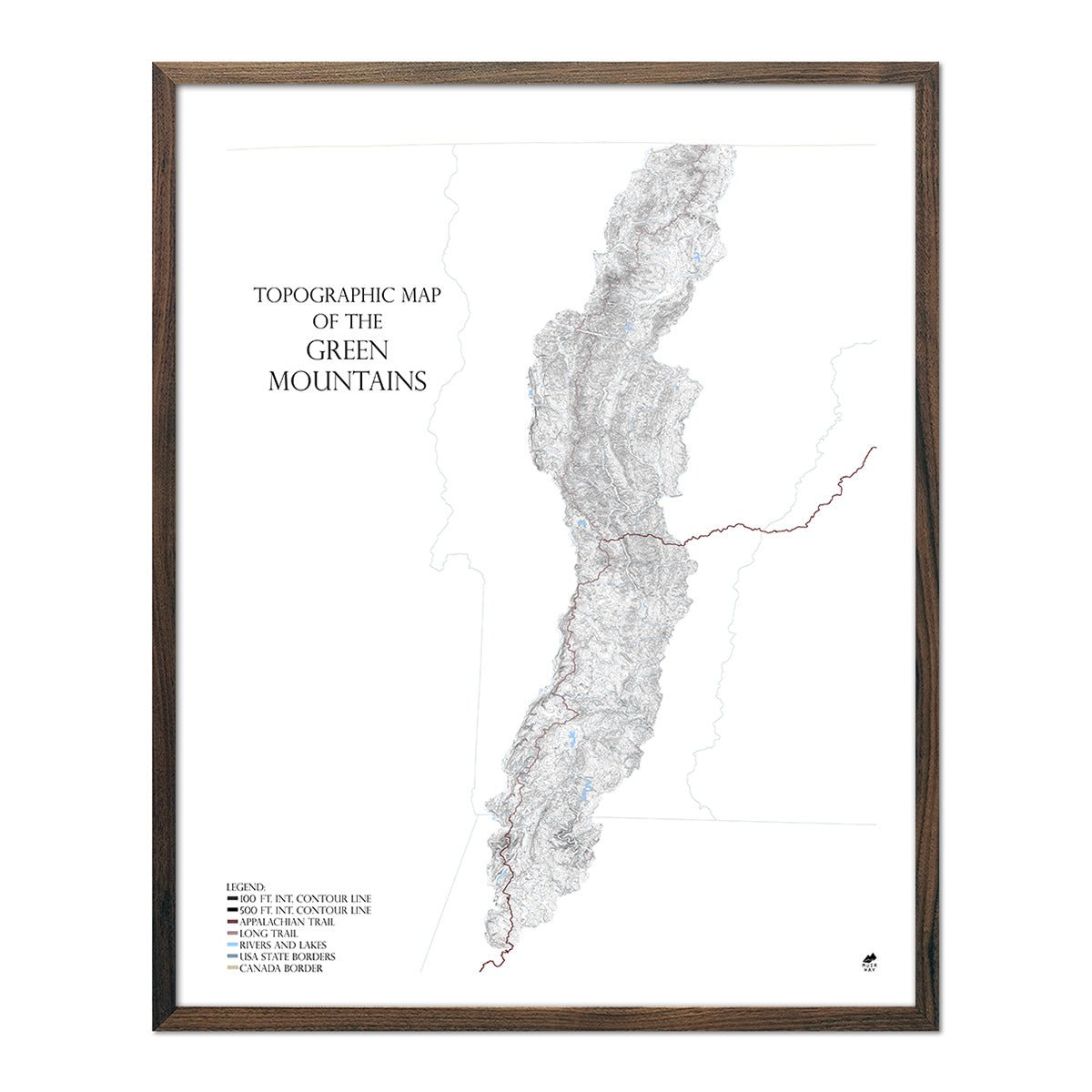 Green Mountains, VT Map - Muir Way - Range Series