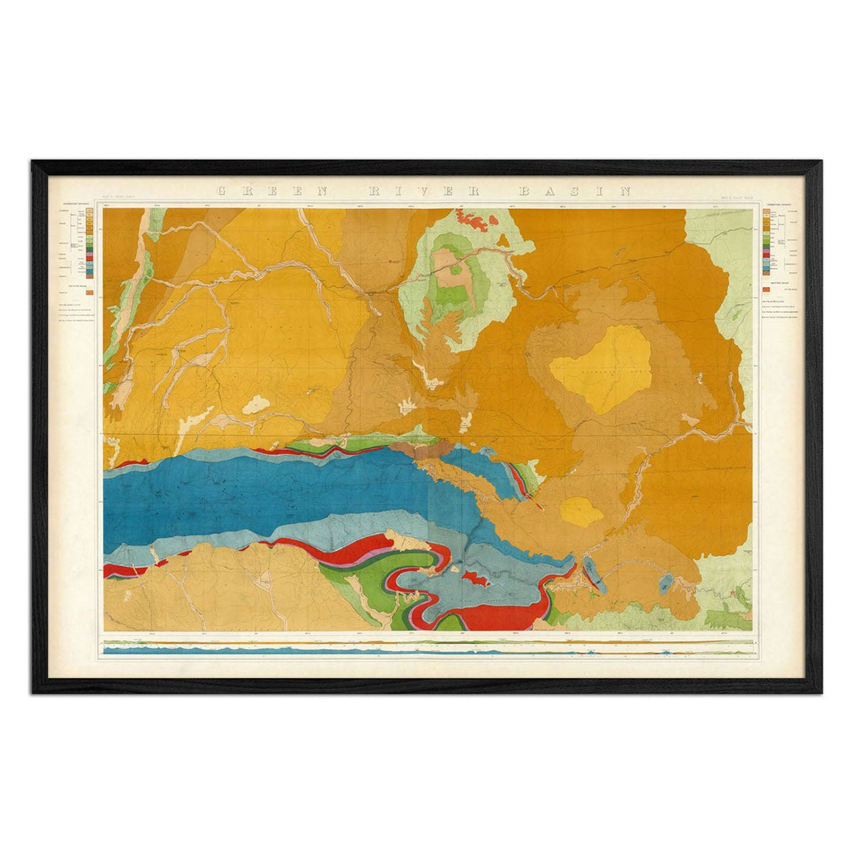 Green River Basin 1876 Geological Map - Muir Way - Vintage Map