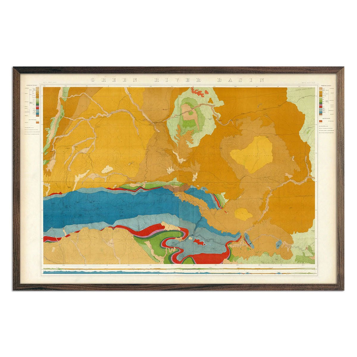Green River Basin 1876 Geological Map - Muir Way - Vintage Map
