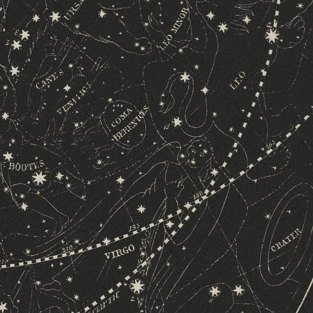 Map of the Heavens April - July 1850 - Muir Way - Vintage Map