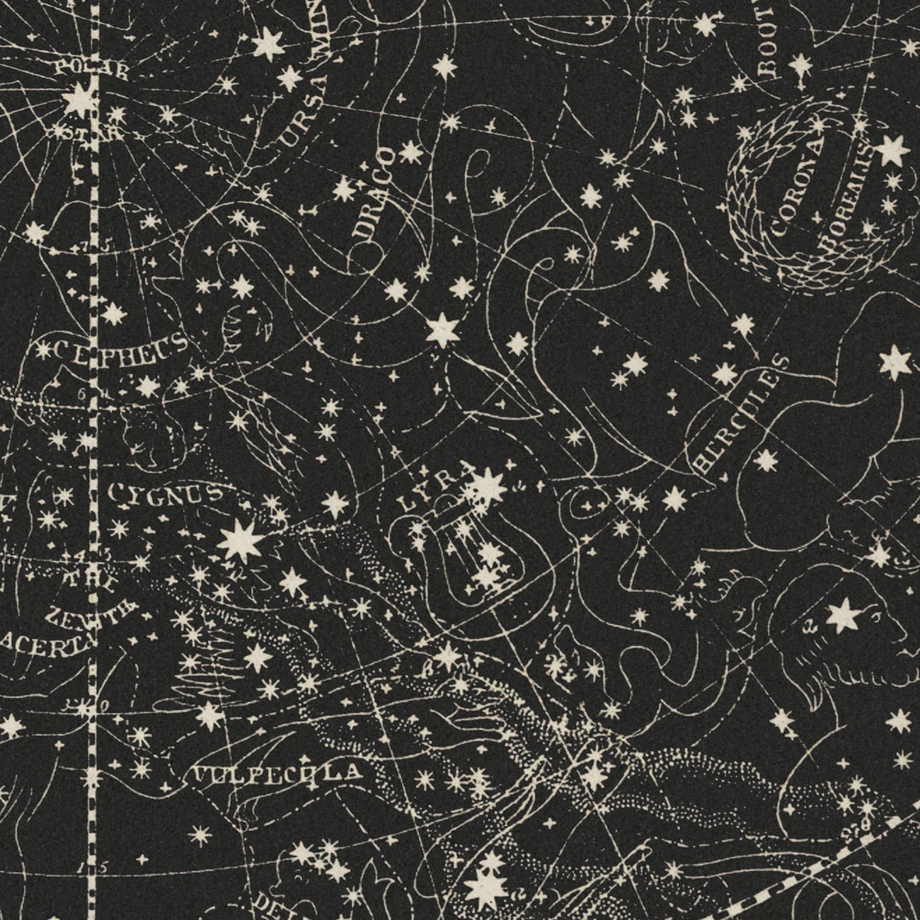 Map of the Heavens July - October 1850 - Muir Way - Vintage Map