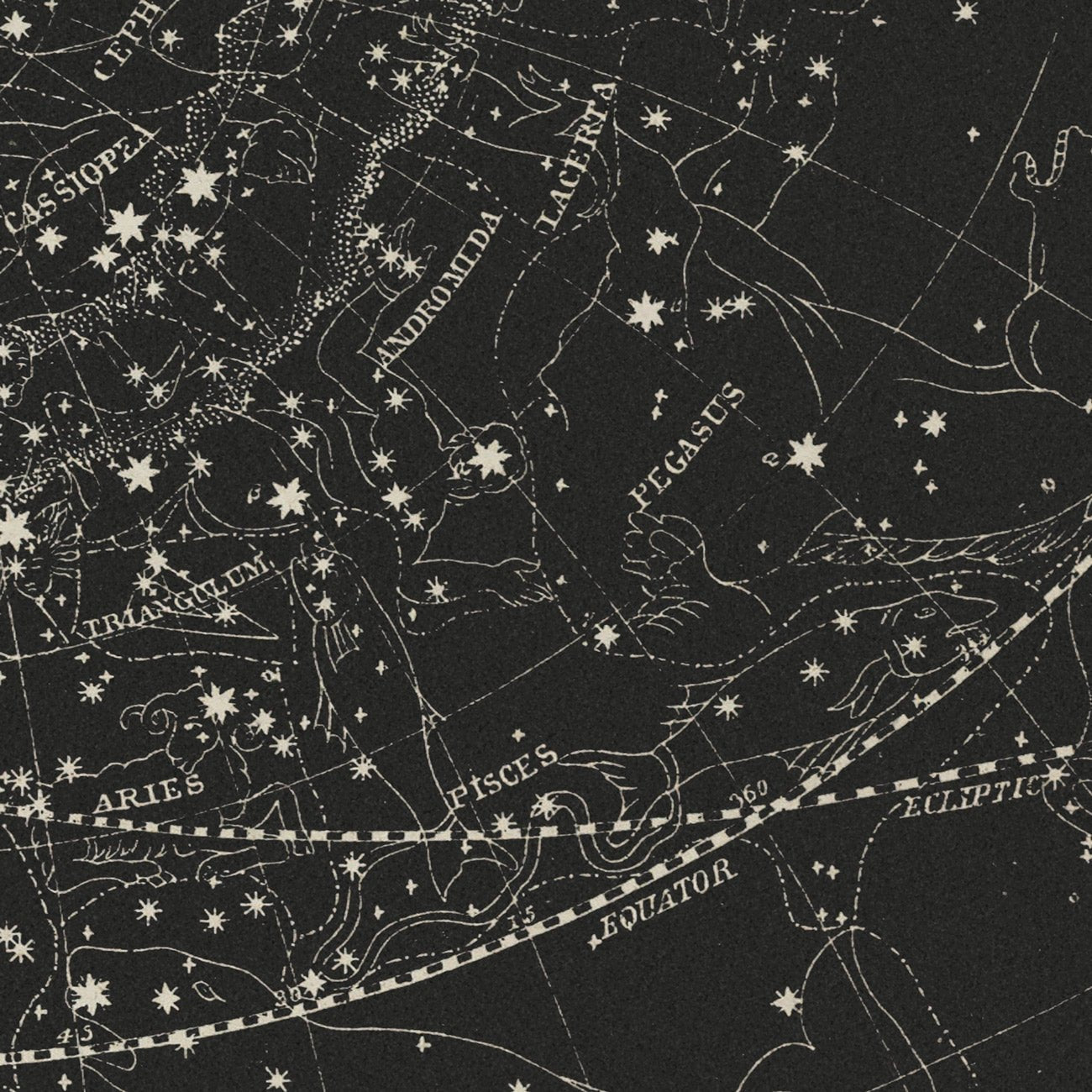 Map of the Heavens November - January 1850 - Muir Way - Vintage Map