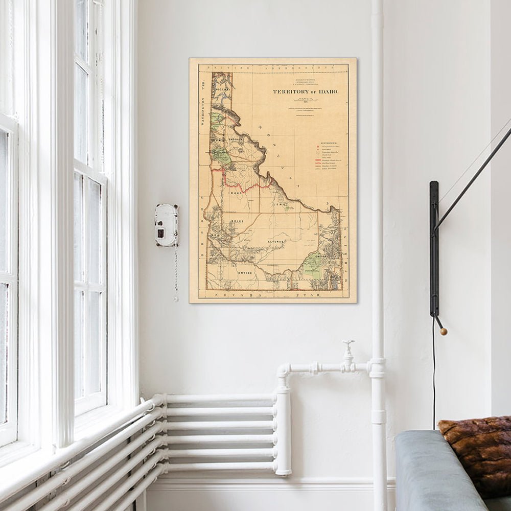 Idaho Territory 1876 Map - Muir Way - Vintage Map