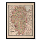 Illinois 1883 Map - Muir Way - Vintage Map