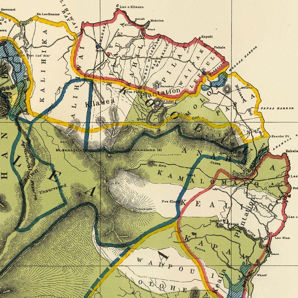 Kauai Island 1903 Map - Muir Way - Vintage Map