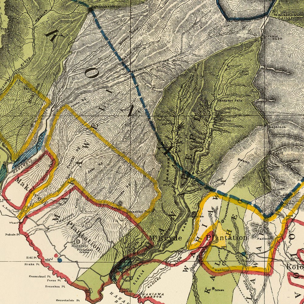 Kauai Island 1903 Map - Muir Way - Vintage Map