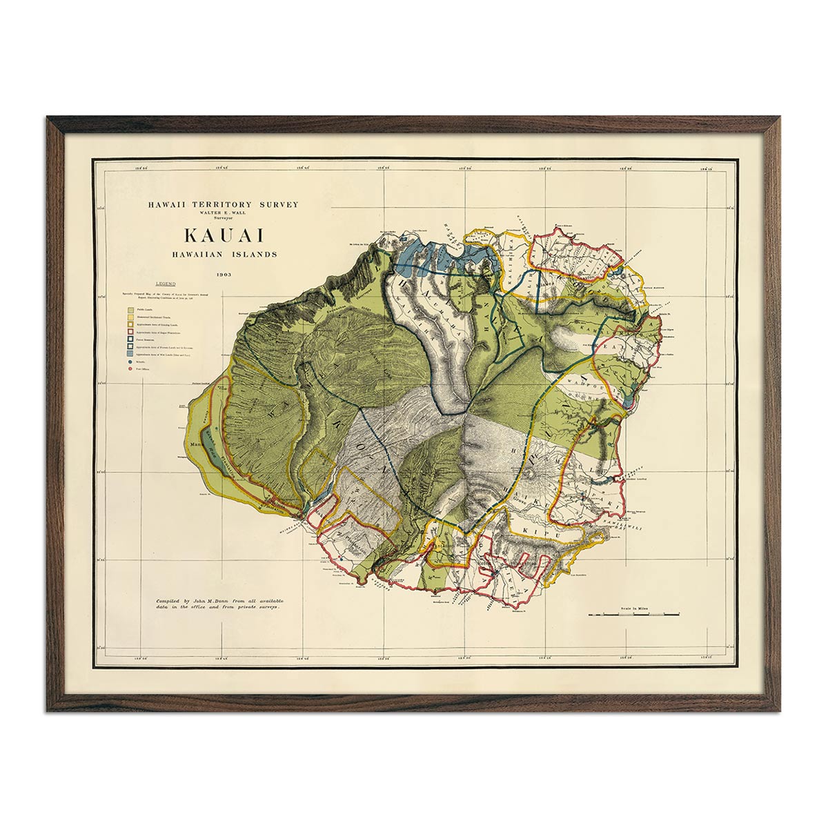 Kauai Island 1903 Map - Muir Way - Vintage Map