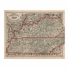 Kentucky and Tennessee 1883 Map - Muir Way - Vintage Map