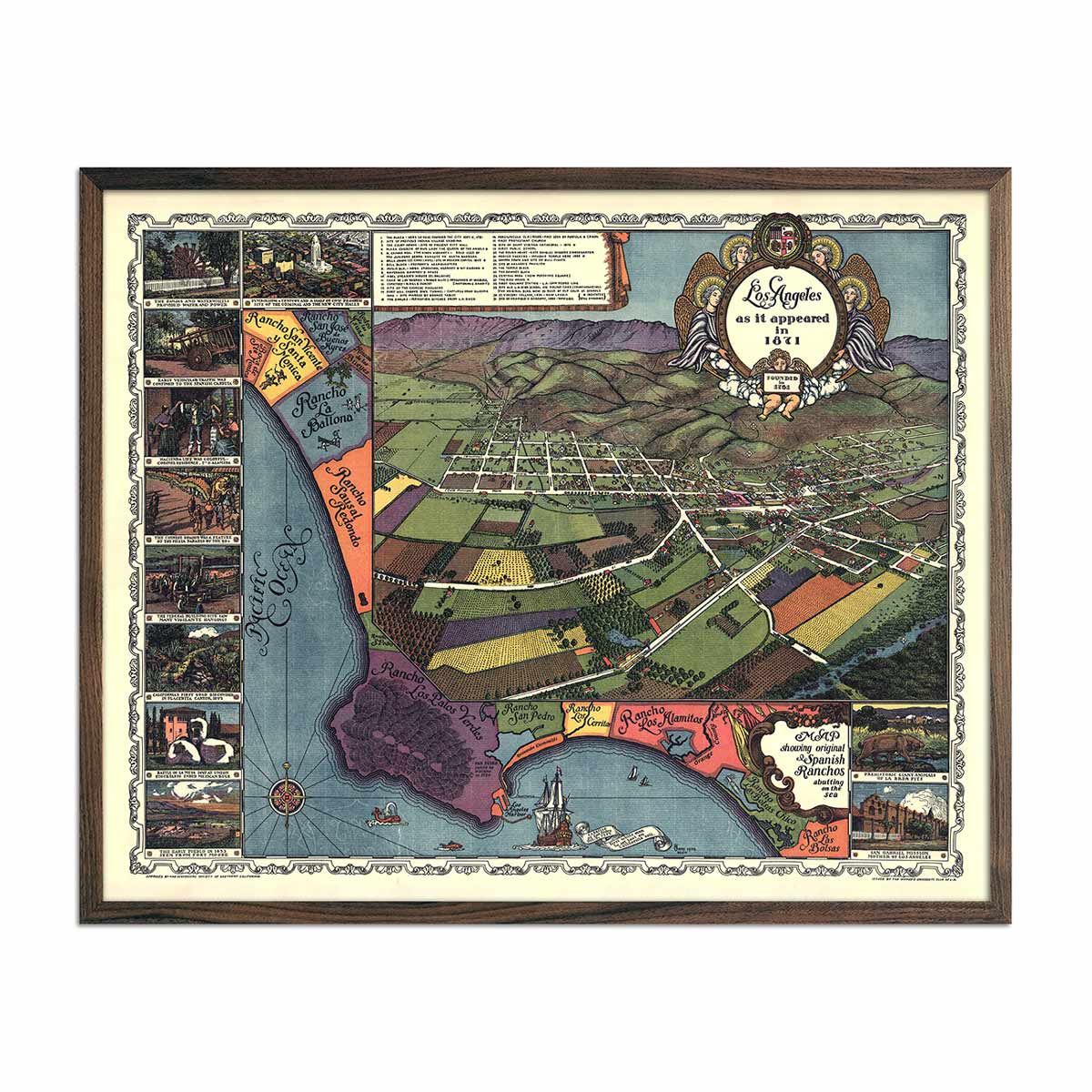 Los Angeles, California Pictorial Map - 1871 - Muir Way - Vintage Map