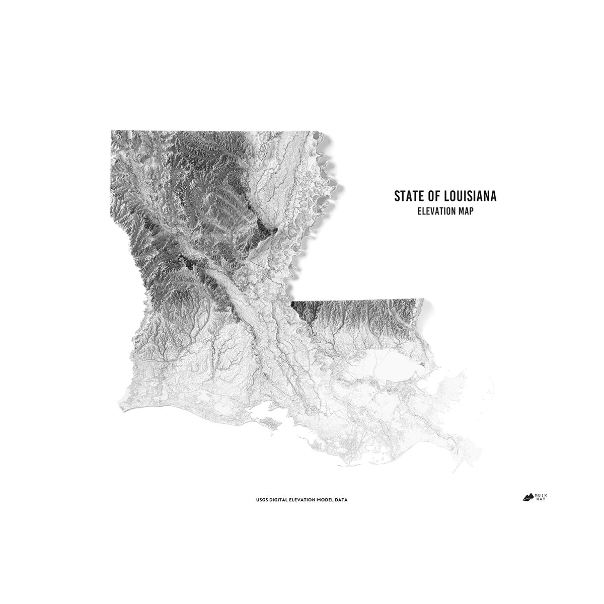Louisiana Elevation Map - Muir Way - Elevation