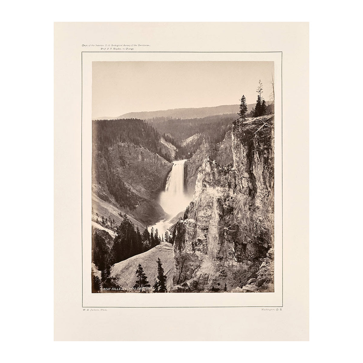 Lower Falls of the Yellowstone, Distant View, Yellowstone 1873 - Muir Way - Photograph