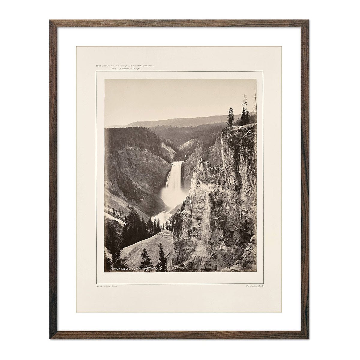 Lower Falls of the Yellowstone, Distant View, Yellowstone 1873 - Muir Way - Photograph