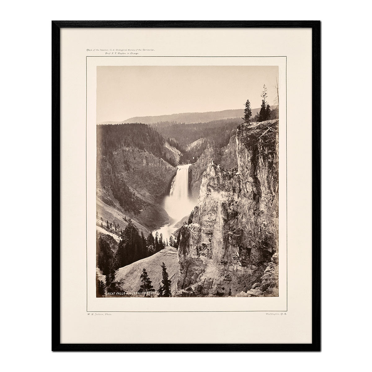 Lower Falls of the Yellowstone, Distant View, Yellowstone 1873 - Muir Way - Photograph