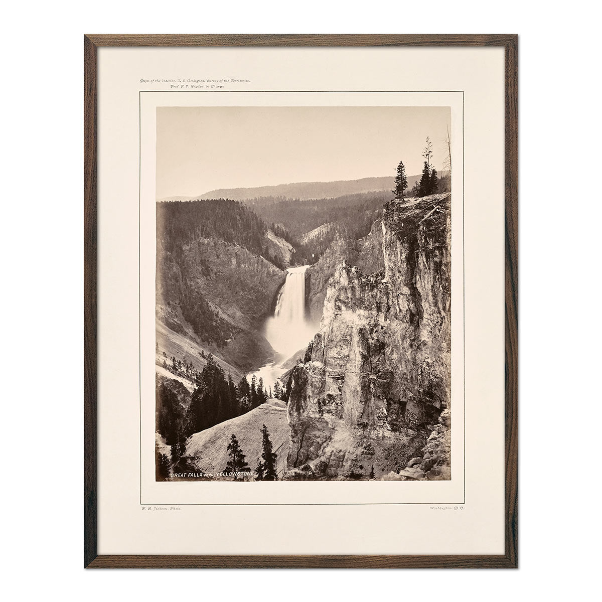 Lower Falls of the Yellowstone, Distant View, Yellowstone 1873 - Muir Way - Photograph