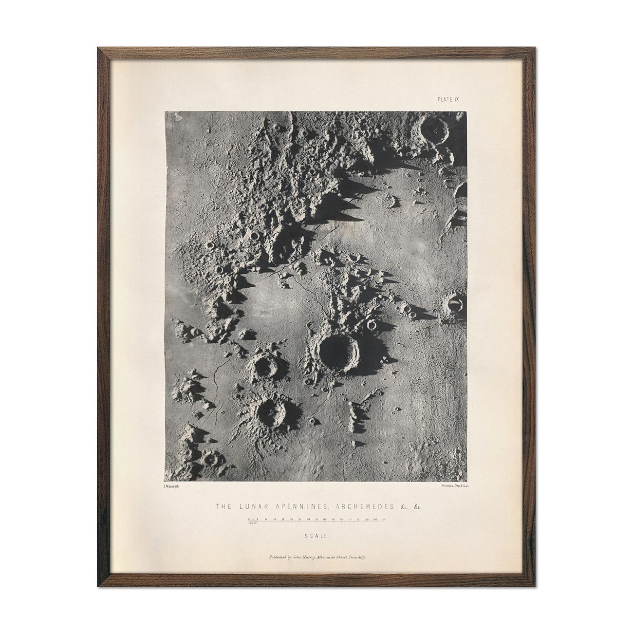1874 Lunar Apennines, Archemedes Craters Print - Muir Way - Astronomy