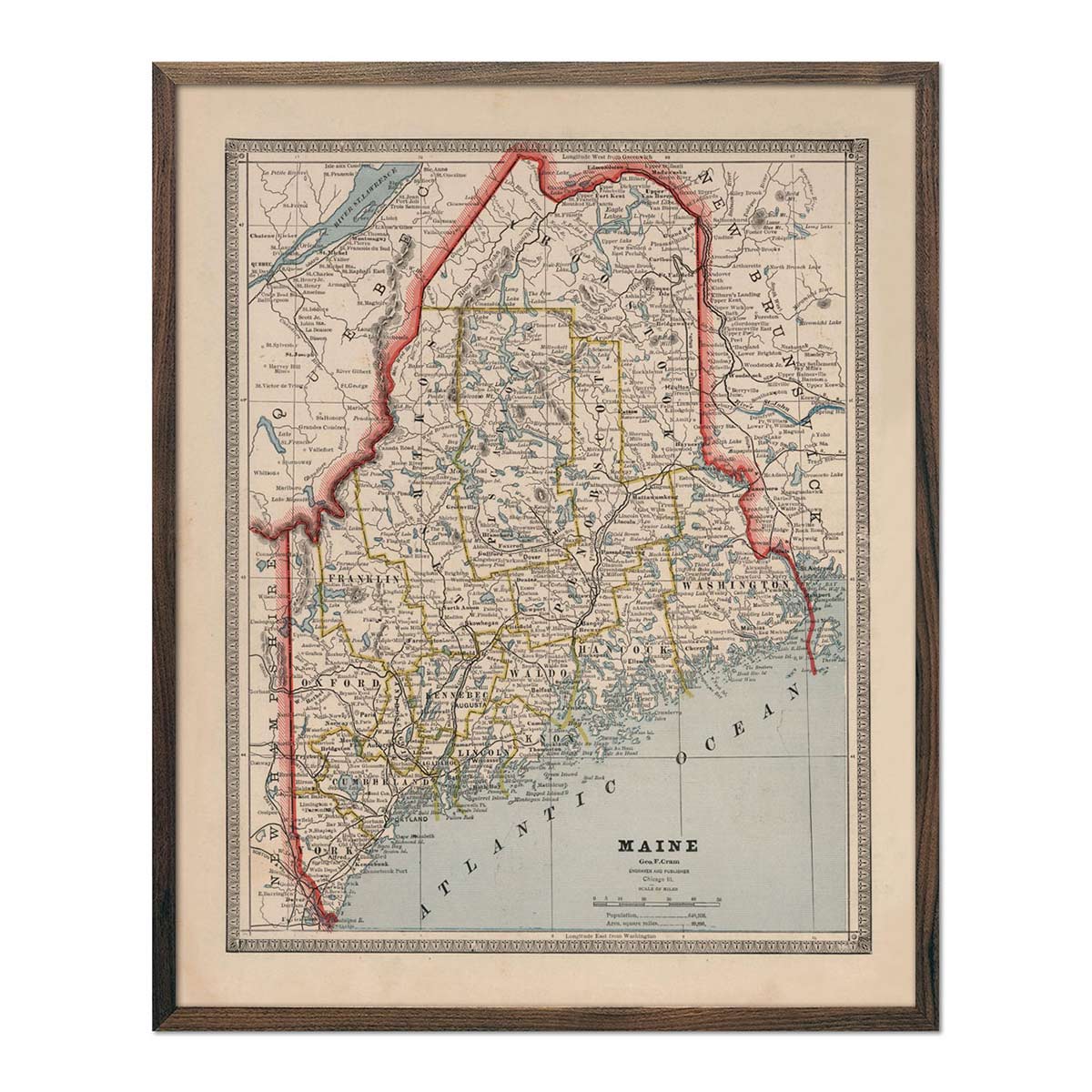 Maine 1883 Map - Muir Way - Vintage Map