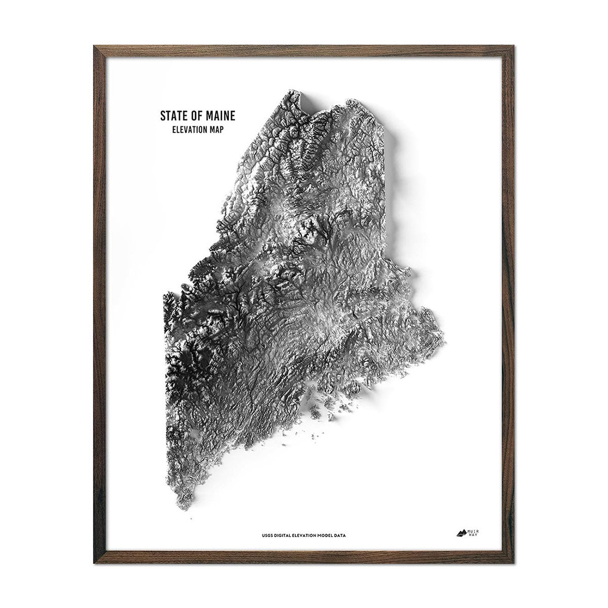 Maine Elevation Map - Muir Way - Elevation