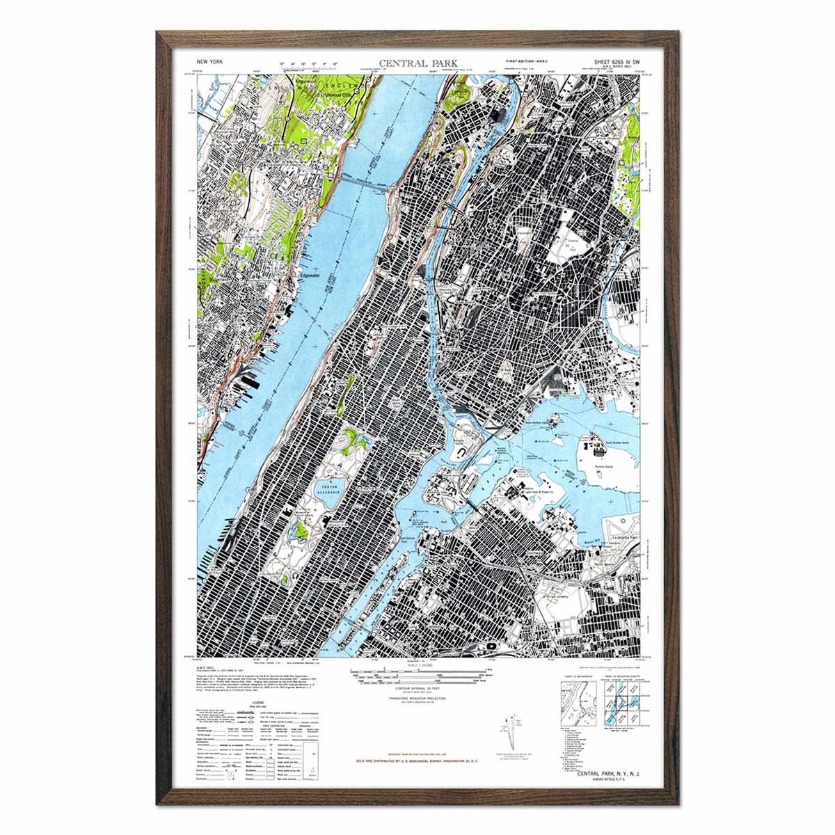 Manhattan, NY 1947 USGS Map - Muir Way - Vintage Map