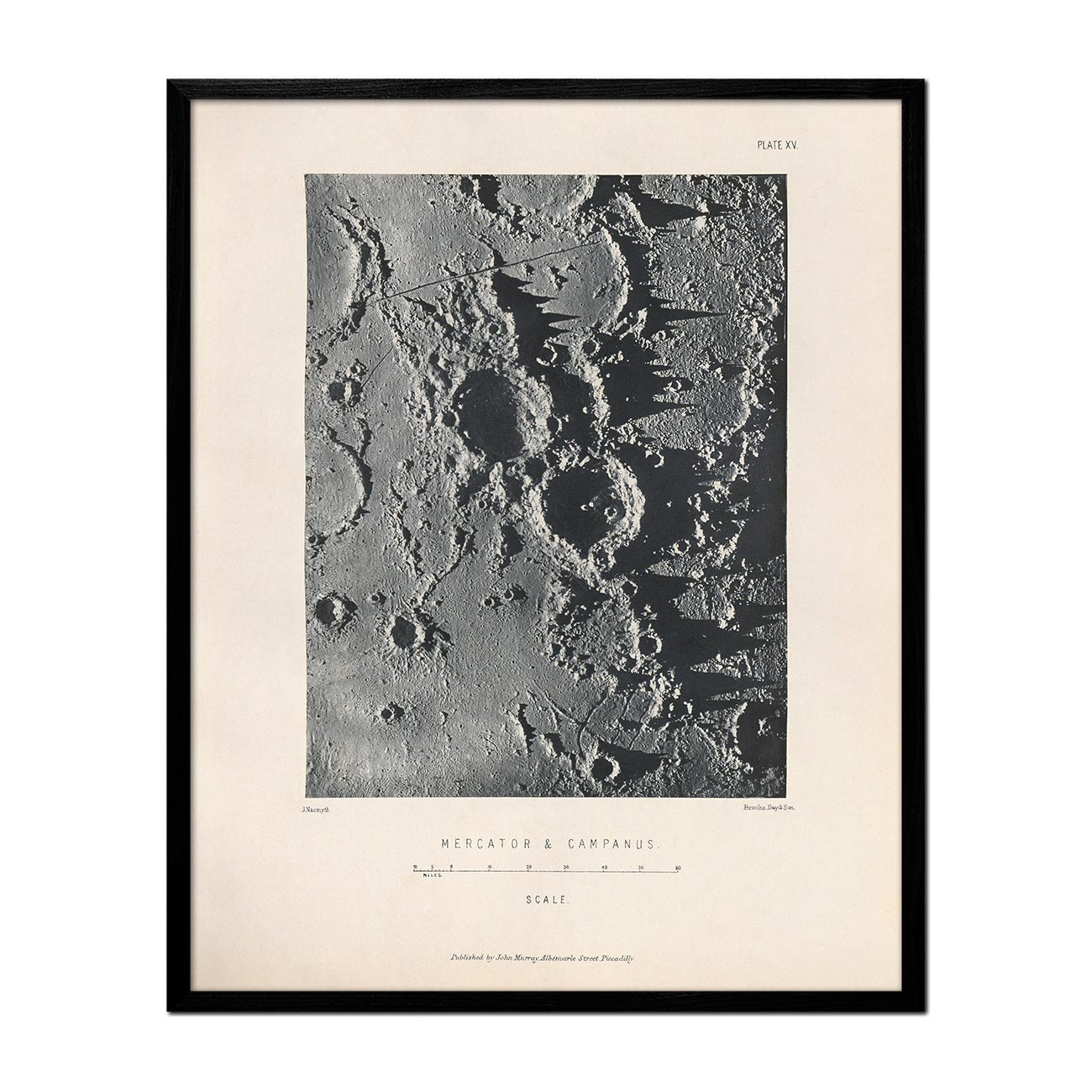 1874 Mercator and Campanus Moon Craters Print - Muir Way - Astronomy