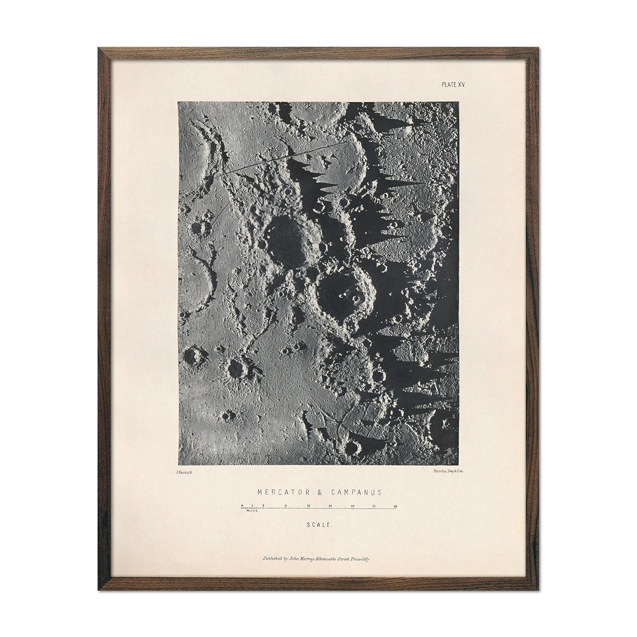 1874 Mercator and Campanus Moon Craters Print - Muir Way - Astronomy