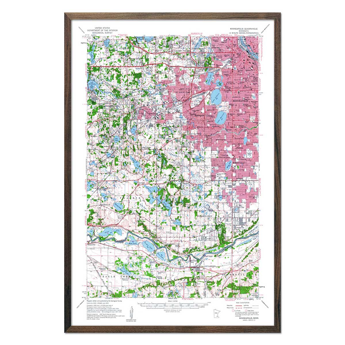 Minneapolis, MN 1954 USGS Map - Muir Way - Vintage Map