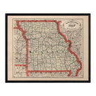 Missouri 1883 Map - Muir Way - Vintage Map