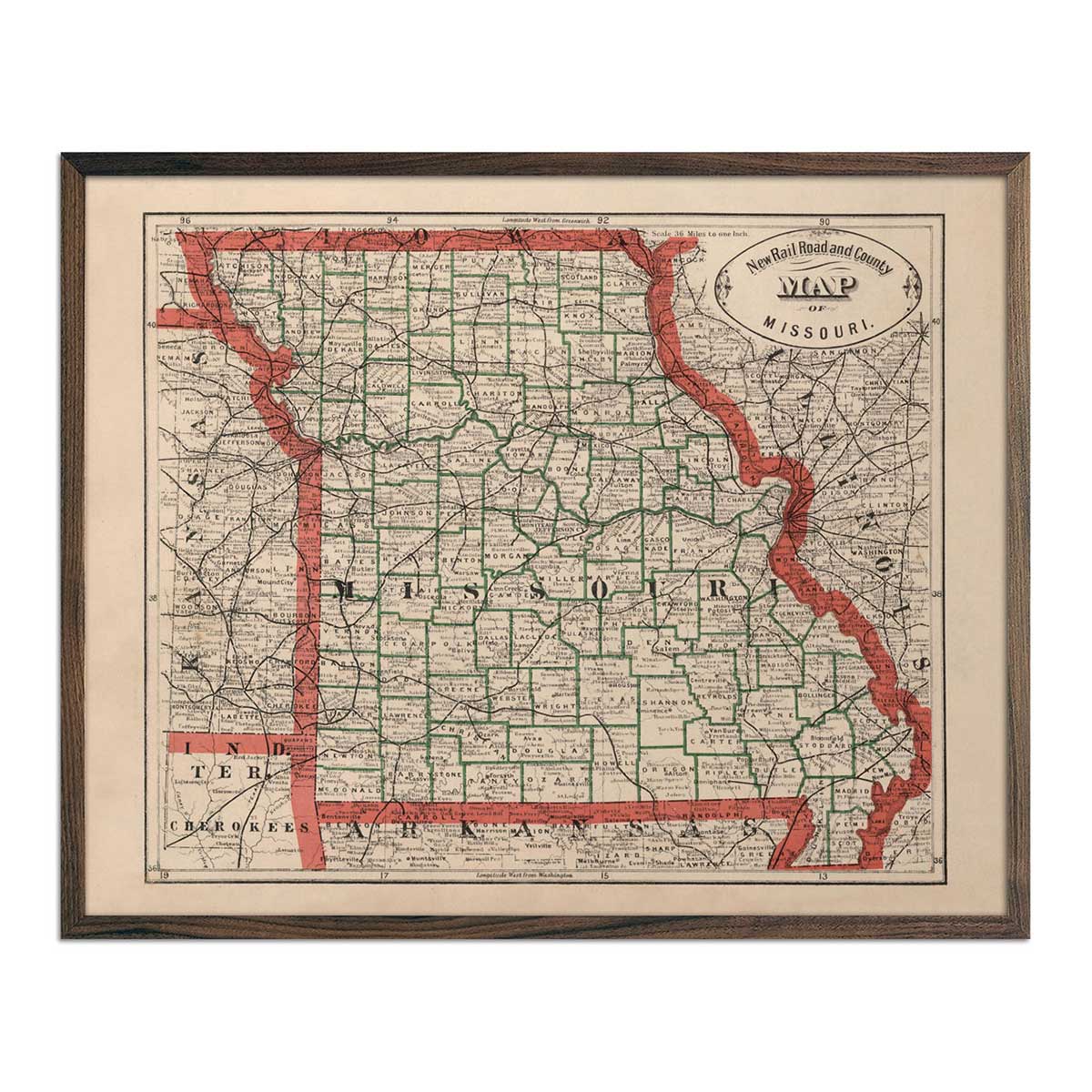 Missouri 1883 Map - Muir Way - Vintage Map