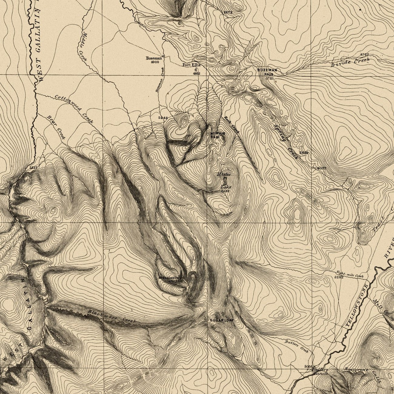 Montana and Wyoming Territories Map 1872 - Muir Way - Vintage Map