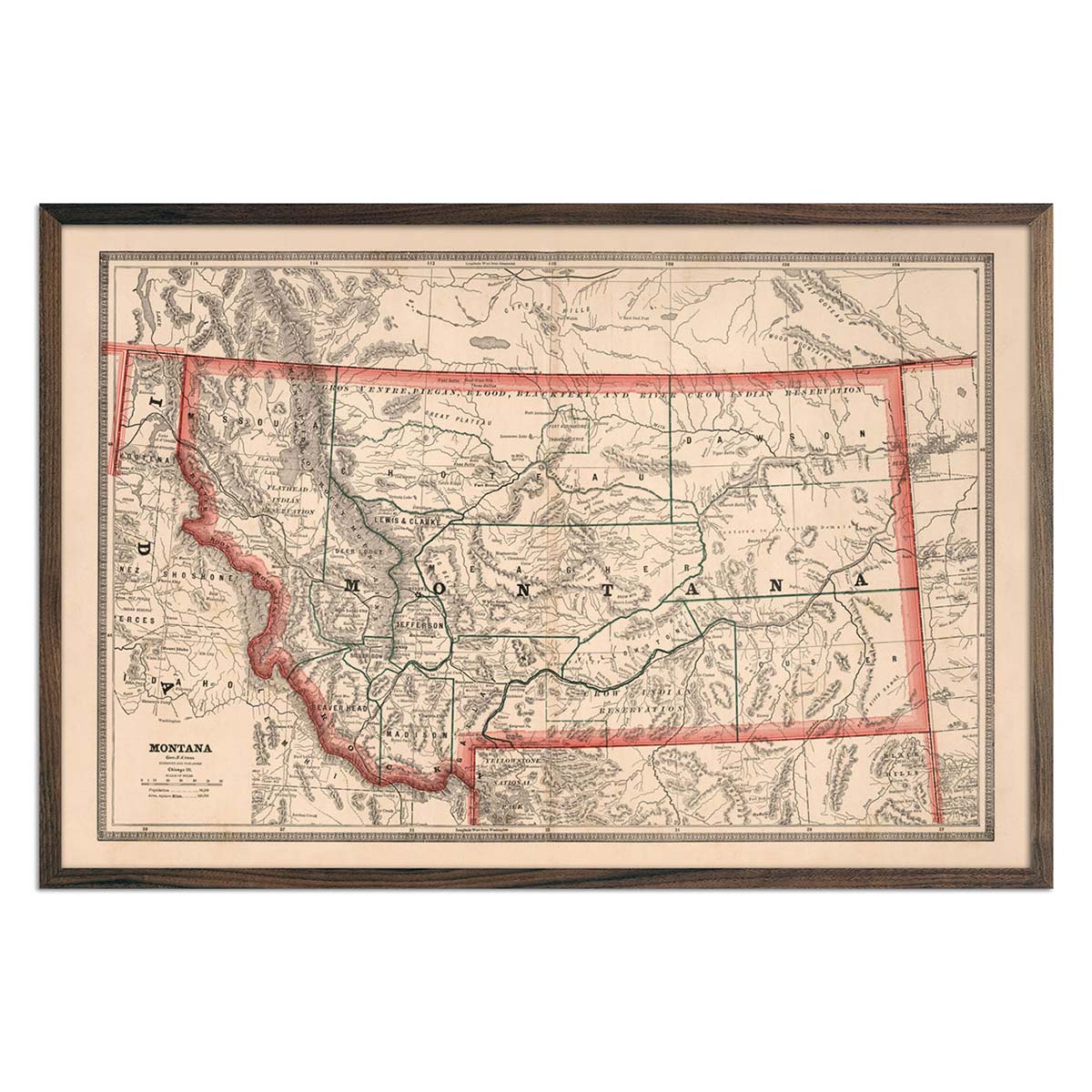 Montana 1883 Map - Muir Way - Vintage Map