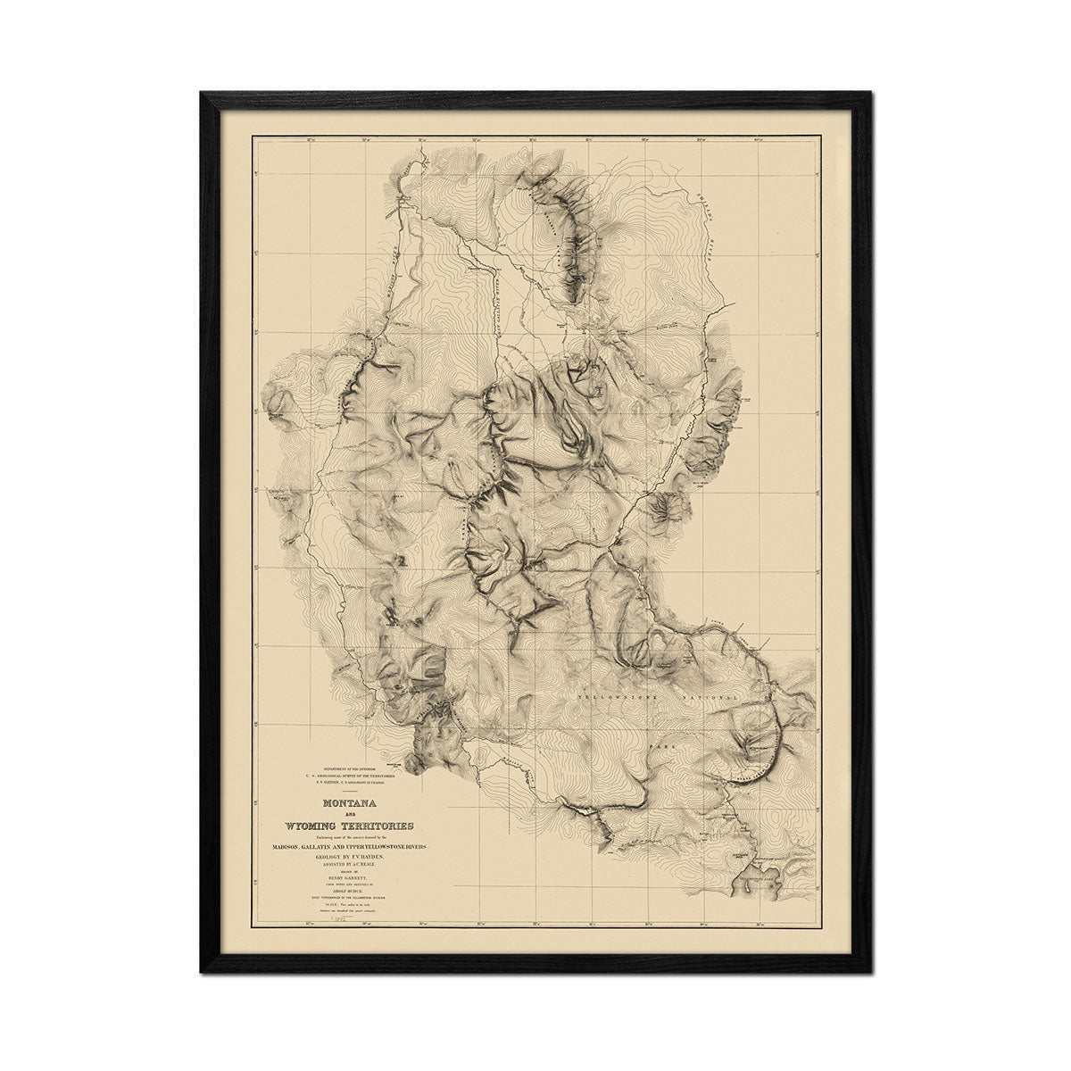 Montana and Wyoming Territories Map 1872 - Muir Way - Vintage Map