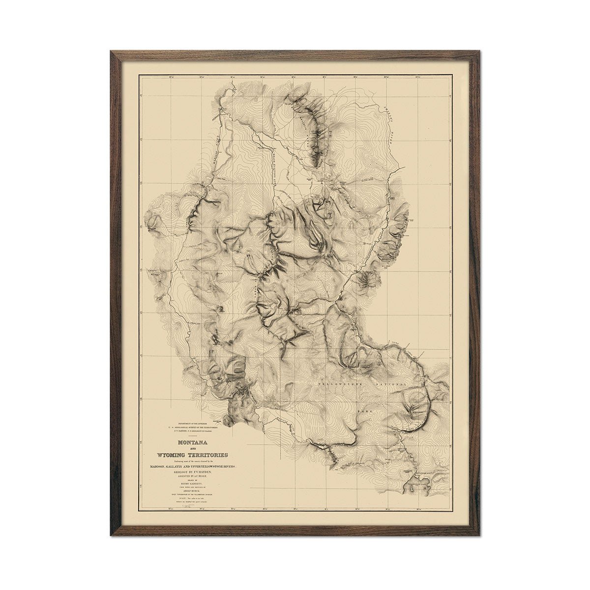 Montana and Wyoming Territories Map 1872 - Muir Way - Vintage Map