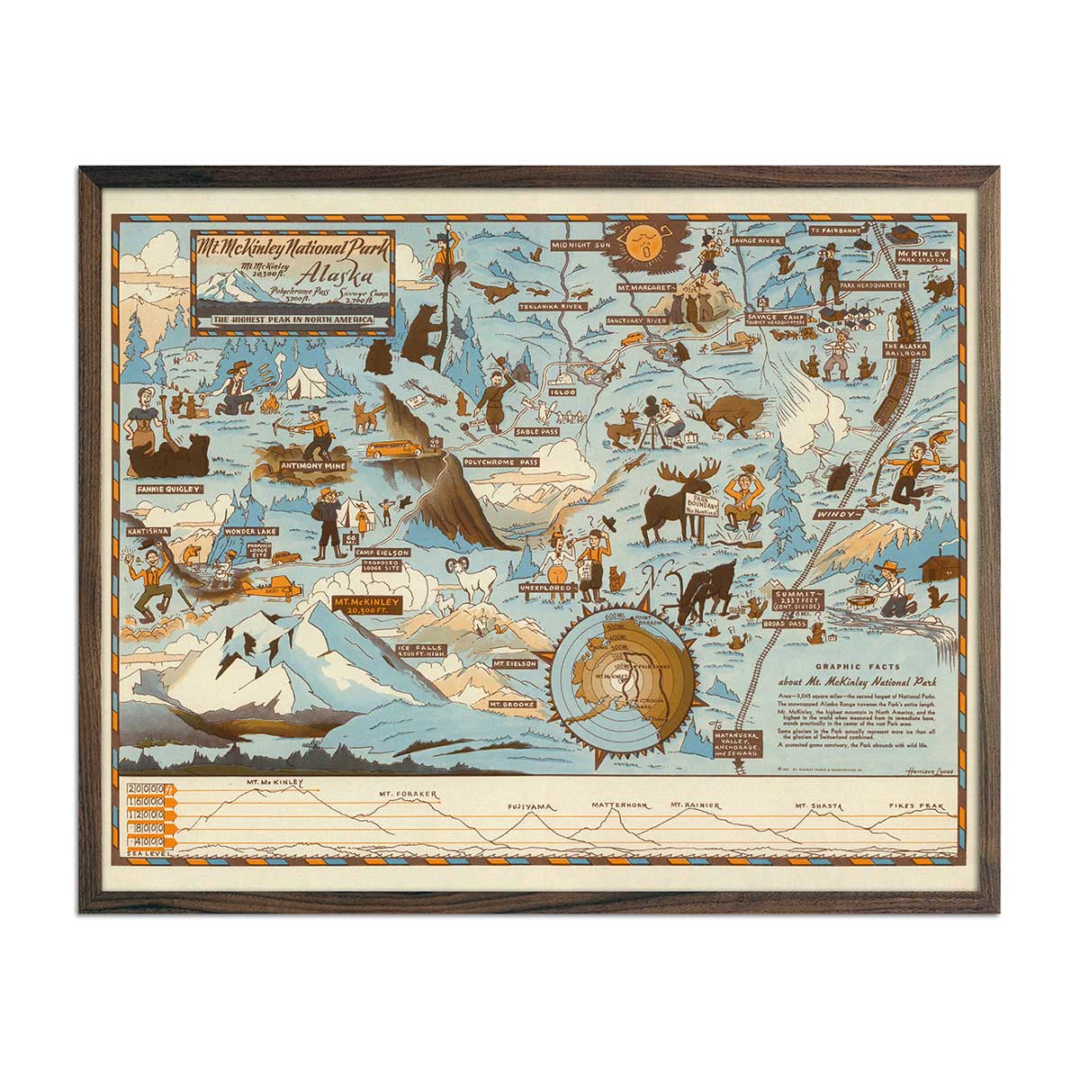 Mt. McKinley National Park Map 1937 - Muir Way - Vintage Map