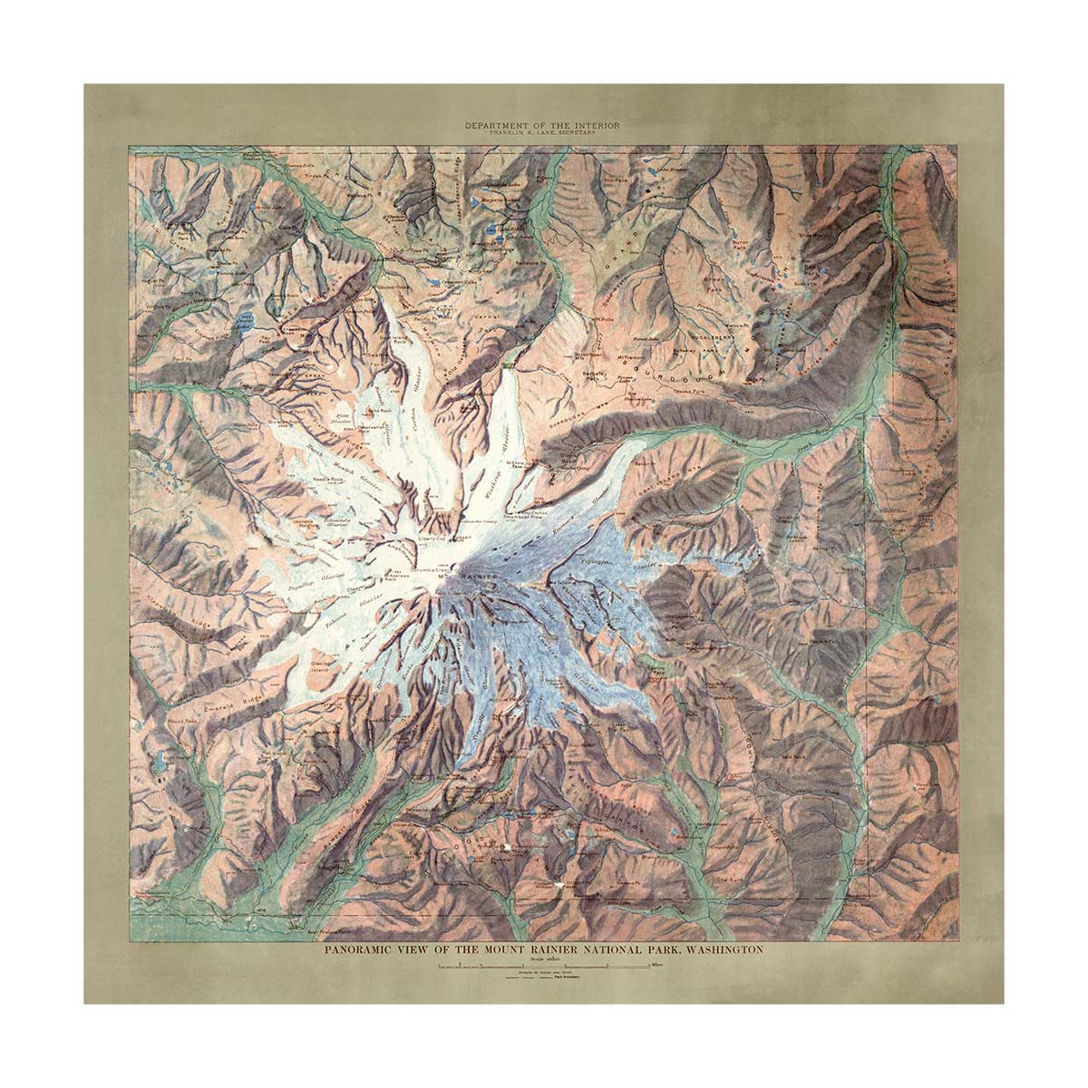 Mt. Rainier National Park Map 1914 - Muir Way - Vintage Map