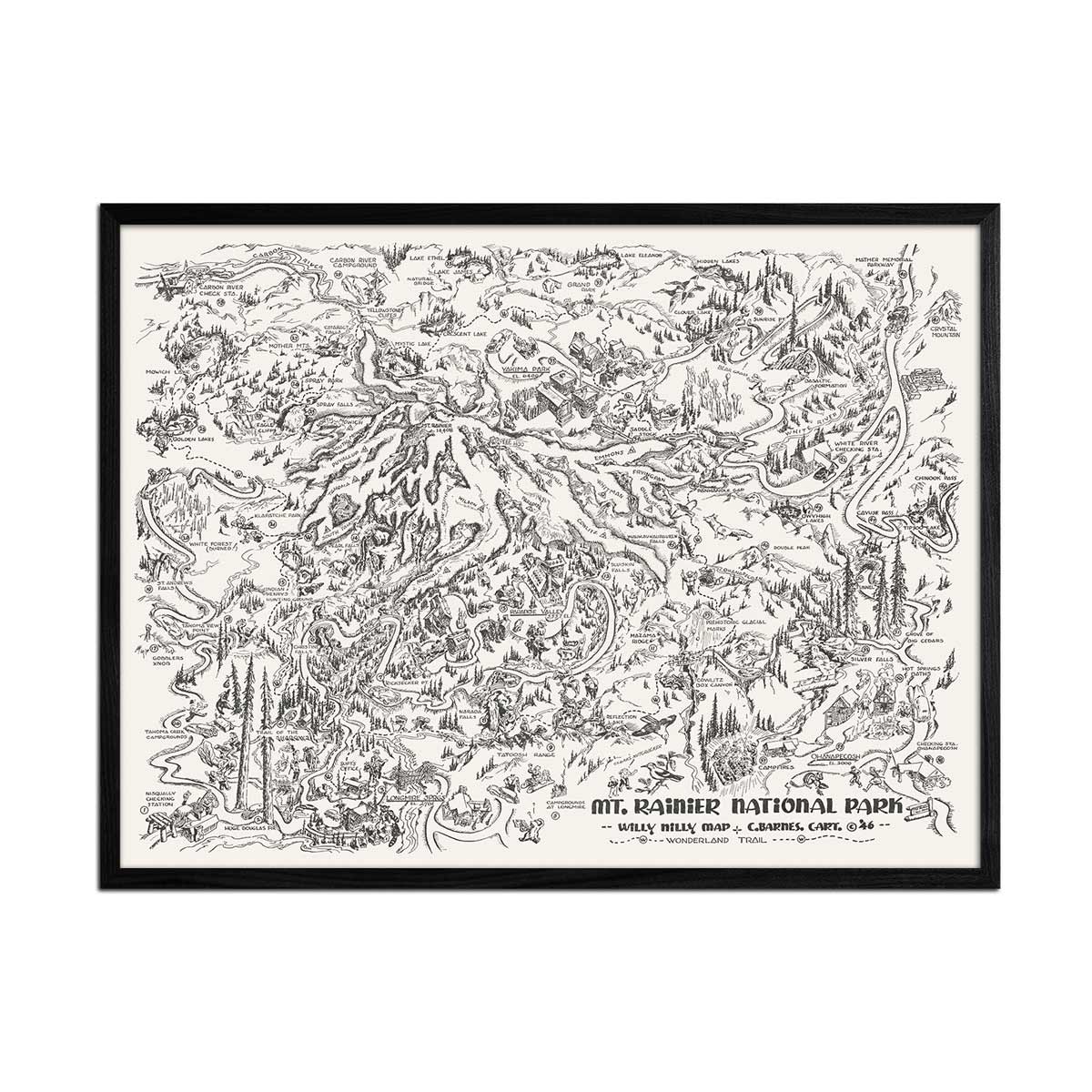 Mt. Rainier National Park Map 1946 - Muir Way - Vintage Map