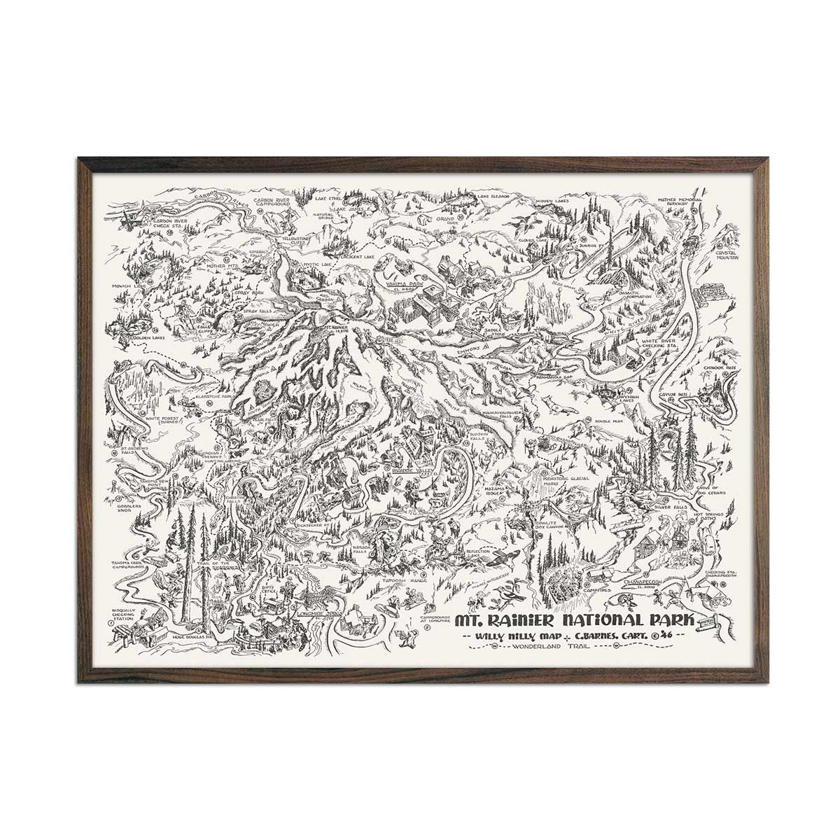 Mt. Rainier National Park Map 1946 - Muir Way - Vintage Map