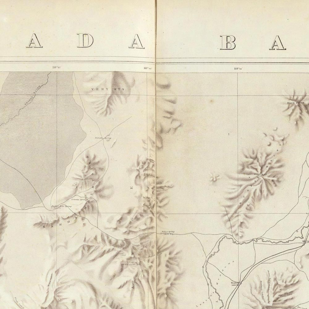 Nevada Basin 1876 Topographic Map - Muir Way - Vintage Map