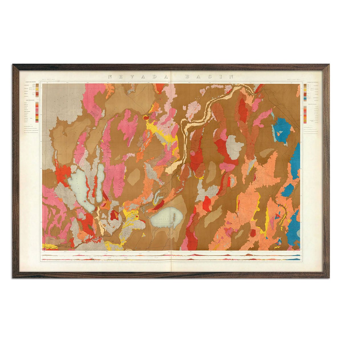 Nevada Basin 1876 Geological Map - Muir Way - Vintage Map