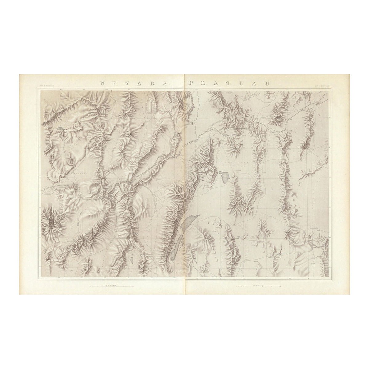 Nevada Plateau 1876 Topographic Map - Muir Way - Vintage Map