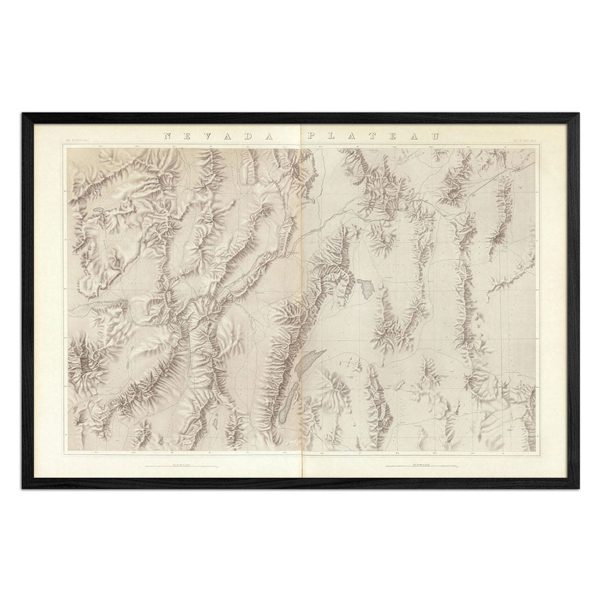 Nevada Plateau 1876 Topographic Map - Muir Way - Vintage Map
