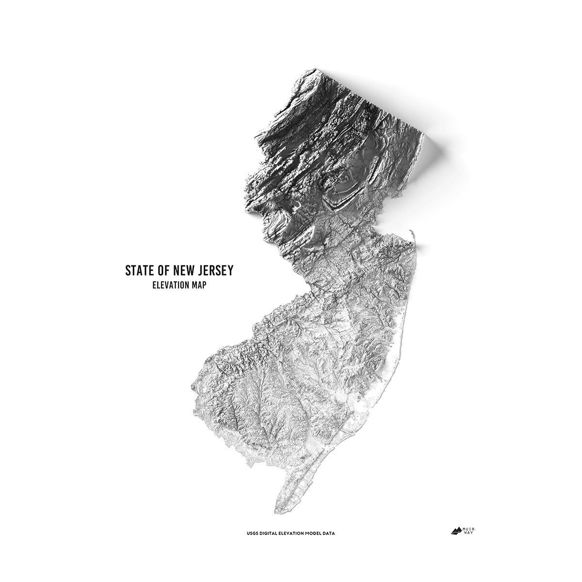 New Jersey Elevation Map - Muir Way - Elevation