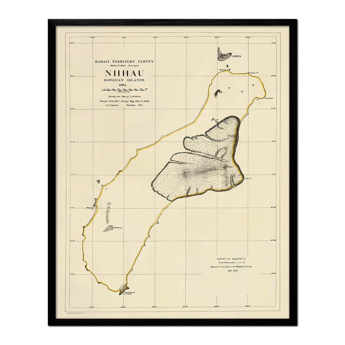 Niihau Island 1904 Map - Muir Way - Vintage Map