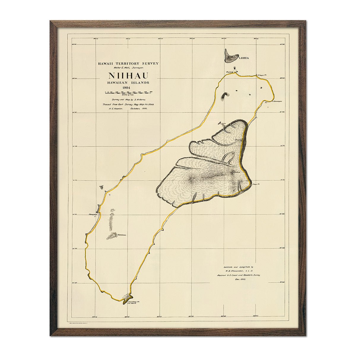 Niihau Island 1904 Map - Muir Way - Vintage Map