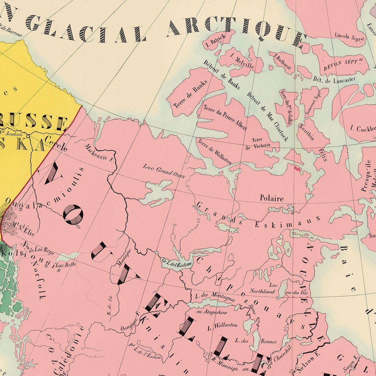 Amerique Septentrionale Composite 1844 Map - Muir Way - Vintage Map
